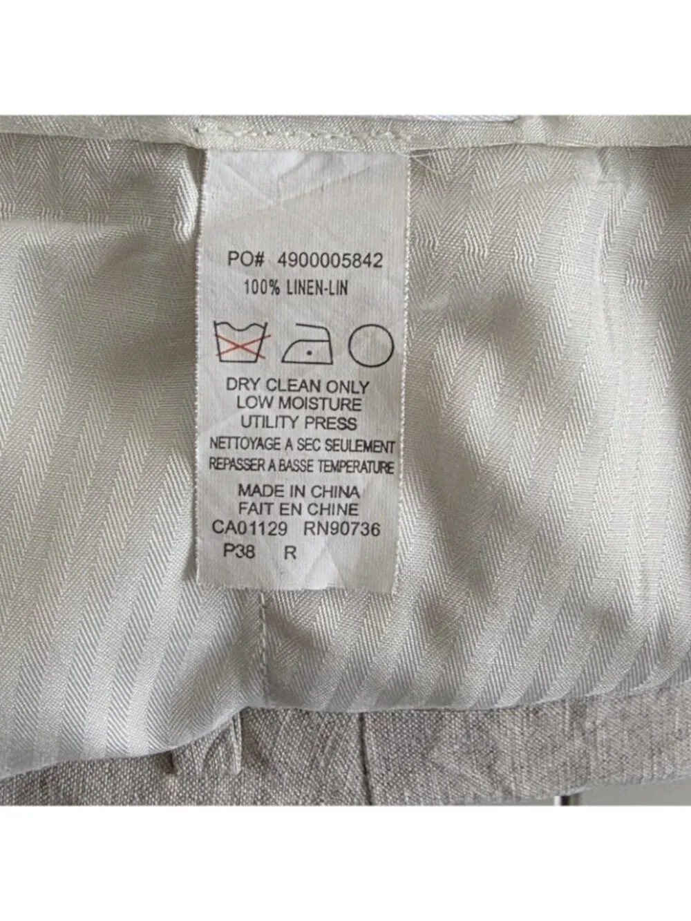 Calvin Klein Linen Pants Men 38 Regular Oatmeal Gray Straight Coastal Cruisewear